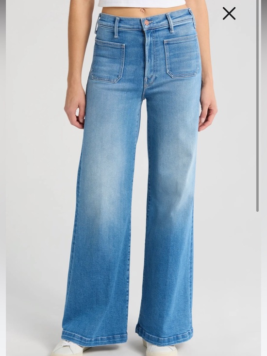 MOTHER Denim - MOTHER Wide Leg Flare Jeans in Light Blue Wash